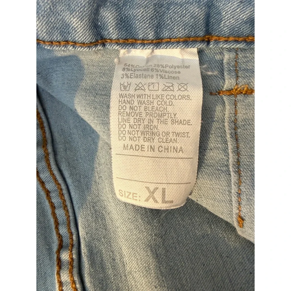 Unbranded Jeans Women XL Blue Wide Leg High Rise Front Patch Pockets Stretch